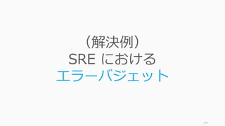 174
（解決例）
SRE における
エラーバジェット
 