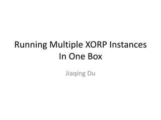 Running Multiple XORP Instances
         In One Box
            Jiaqing Du
 