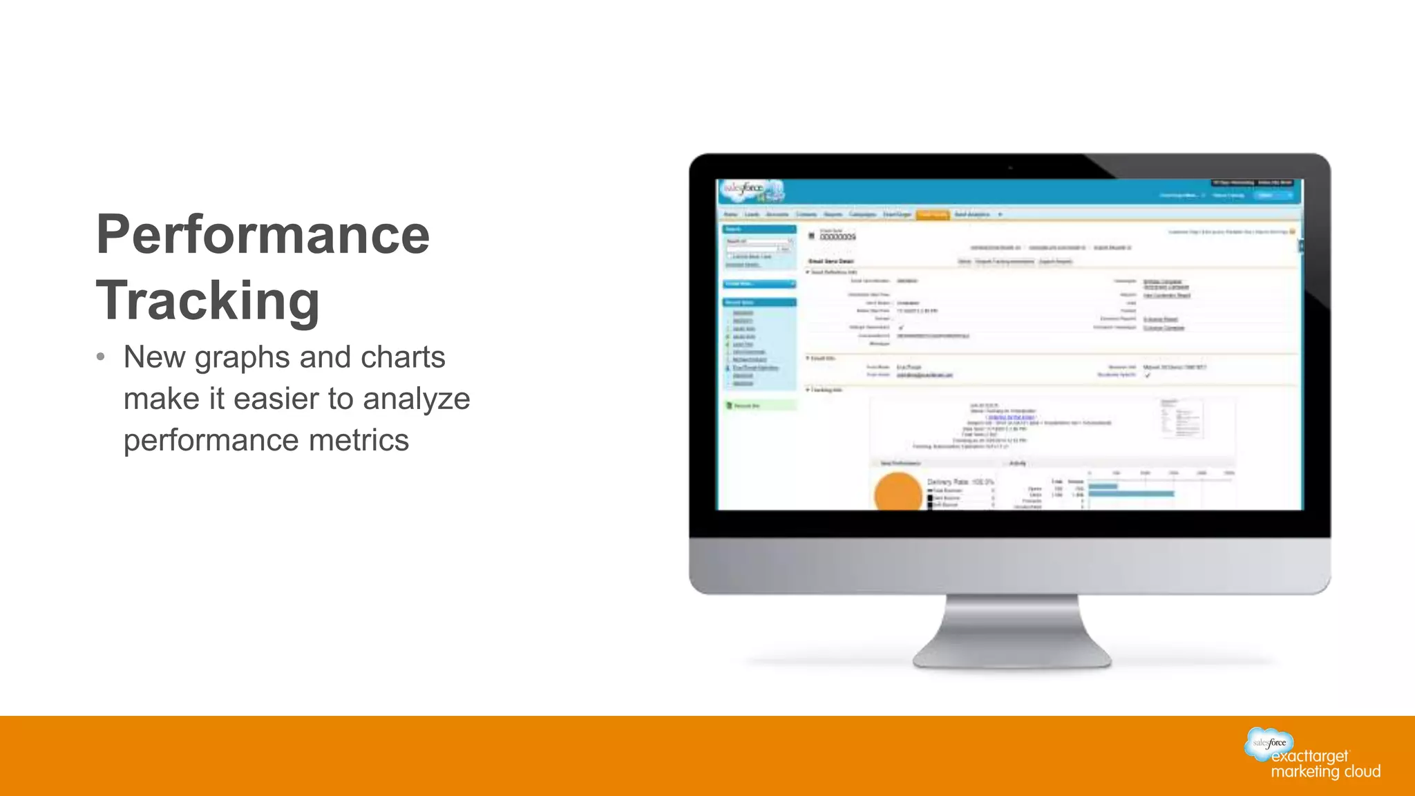 Performance 
Tracking 
• New graphs and charts 
make it easier to analyze 
performance metrics 
 