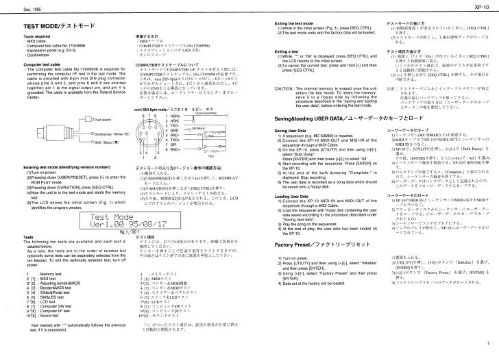 Roland Xp-10 service manual keyboard