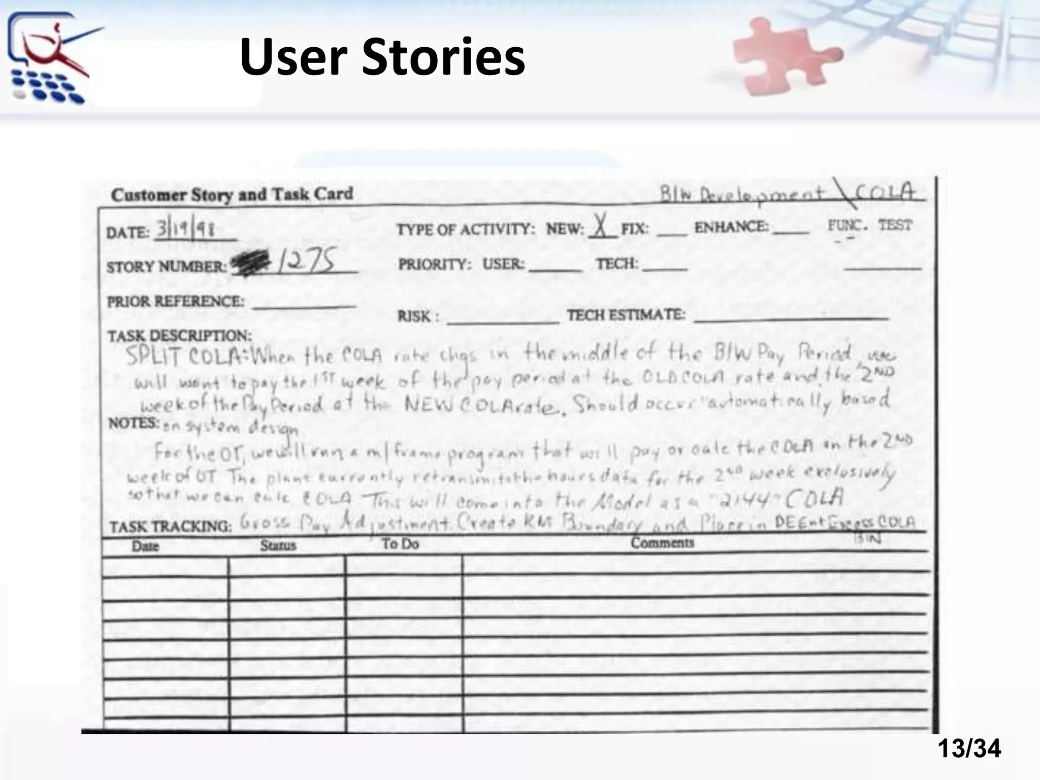 User Stories
13/34
 