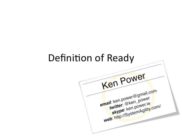 Definition of Ready (XP2011)