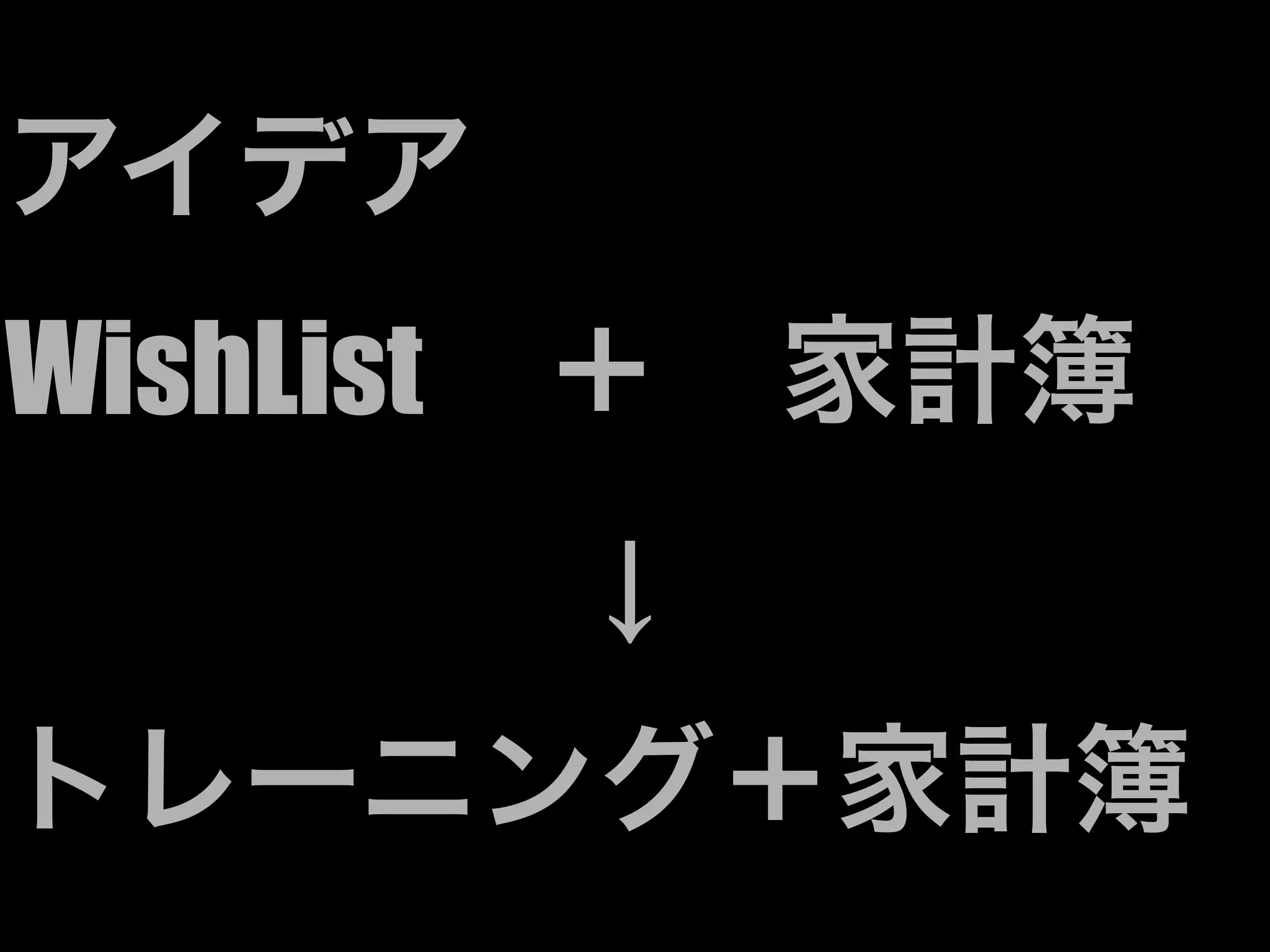 アイデア
WishList ＋ 家計簿
     ↓
トレーニング＋家計簿
 