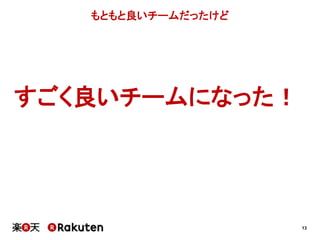 13
もともと良いチームだったけど
すごく良いチームになった！
 