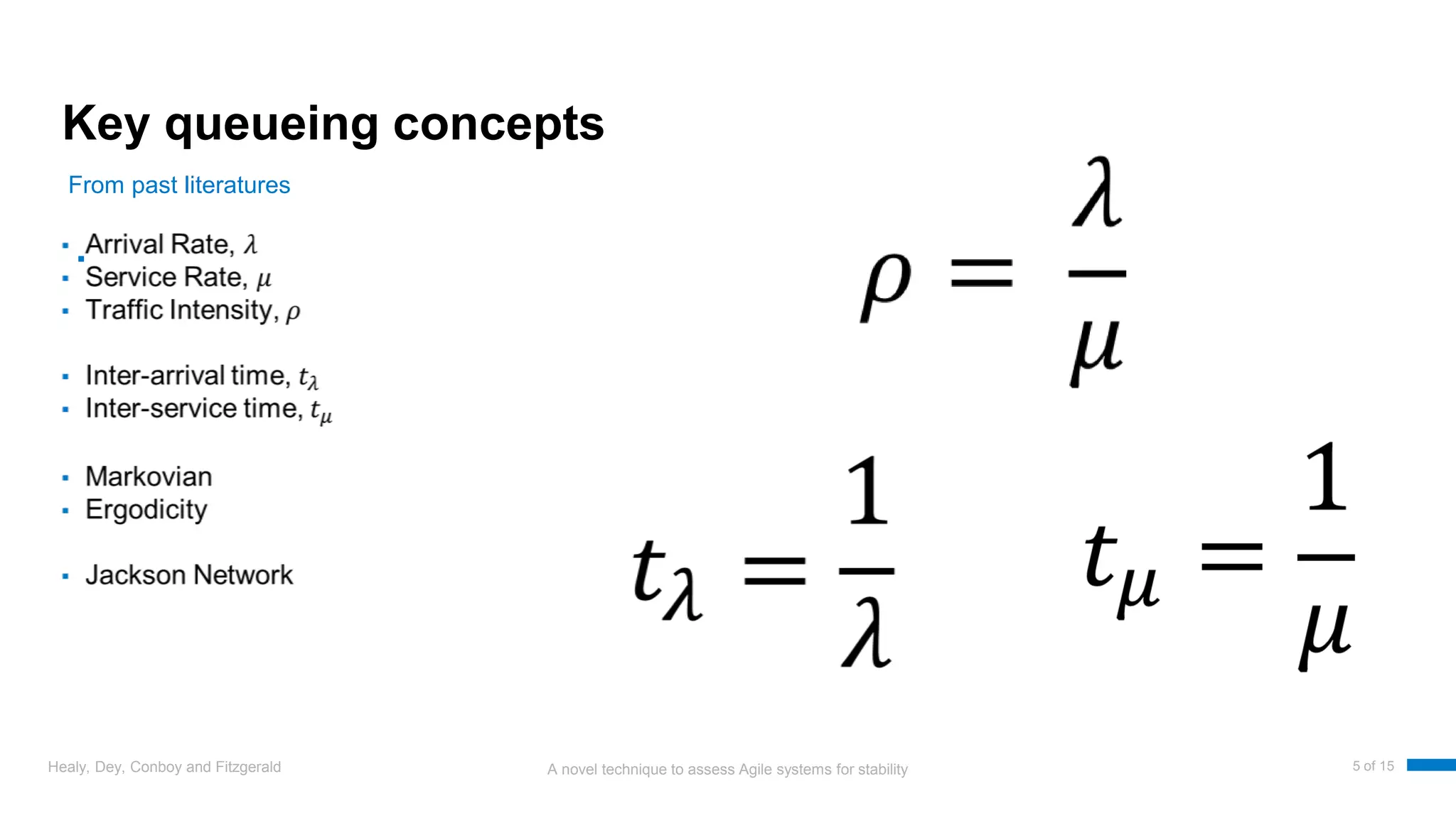 A novel technique to assess Agile systems for stability
Key queueing concepts
▪
Healy, Dey, Conboy and Fitzgerald 5 of 15
From past literatures
 