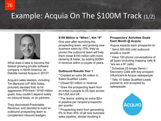 76% 
Example:%Acquia%On%The%$100M%Track%(1/2)% 
What does it take to become the 
fastest growing private software 
company...