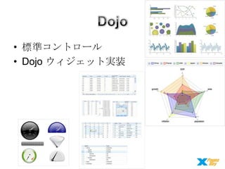 • 標準コントロール
• Dojo ウィジェット実装

 