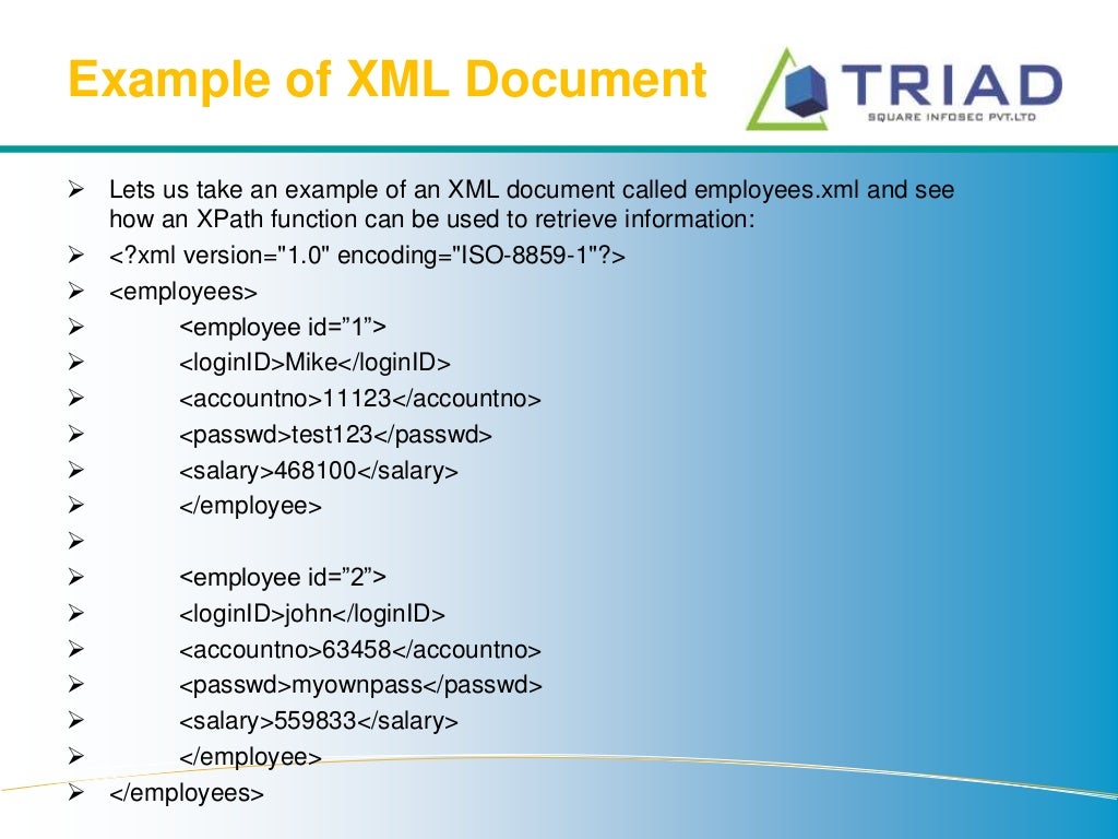 Xpath injection in XML databases