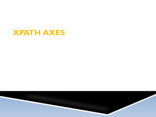 XPath Axes

An axis defines a node-set relative to the current node.
 