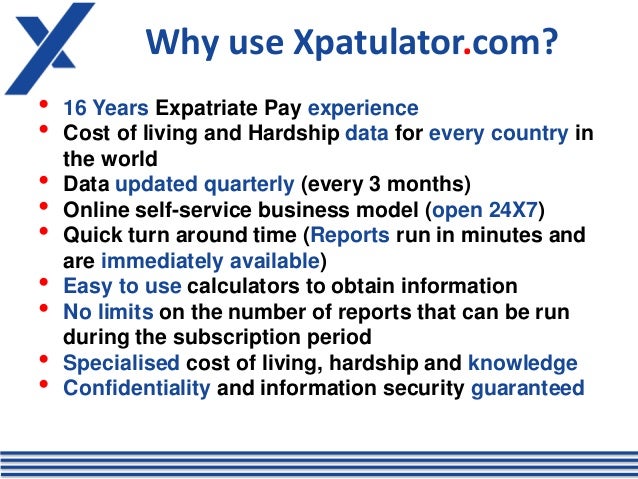 International expatriate cost of living calculators