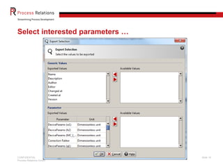 Select interested parameters …




CONFIDENTIAL                     Slide 19
Process Relations GmbH
 