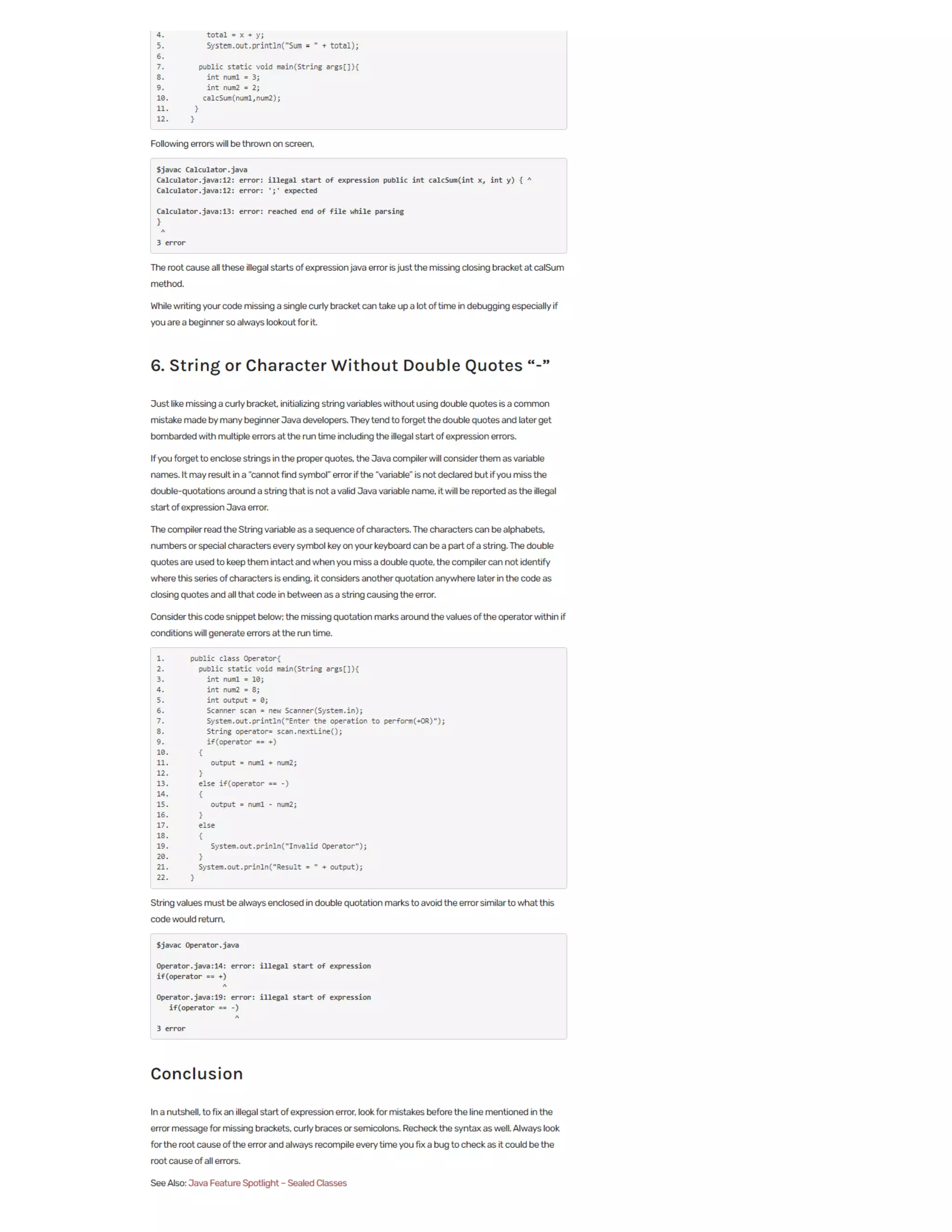 How To Fix An Illegal Start Of Expression In Java | PDF