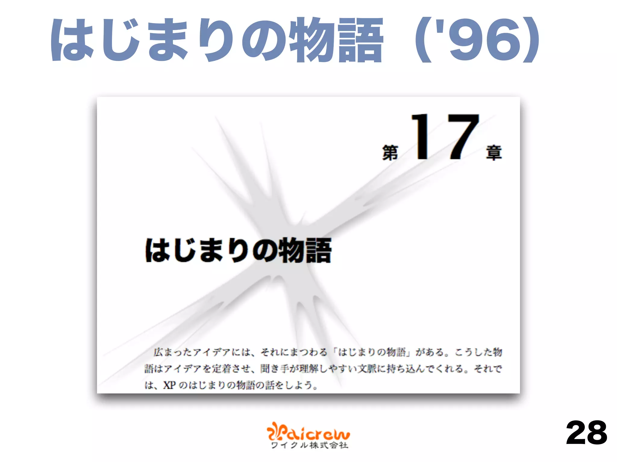 はじまりの物語（'96）
28
 