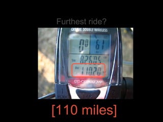 Furthest ride? [110 miles] 