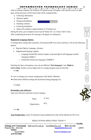 Finalizing Installation WinXP Installation A-Z | DOC