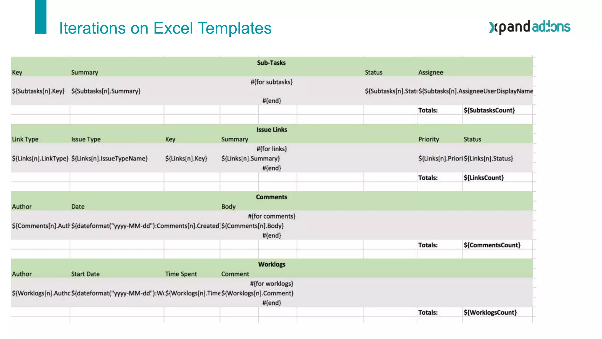 Iterations on Excel Templates
 