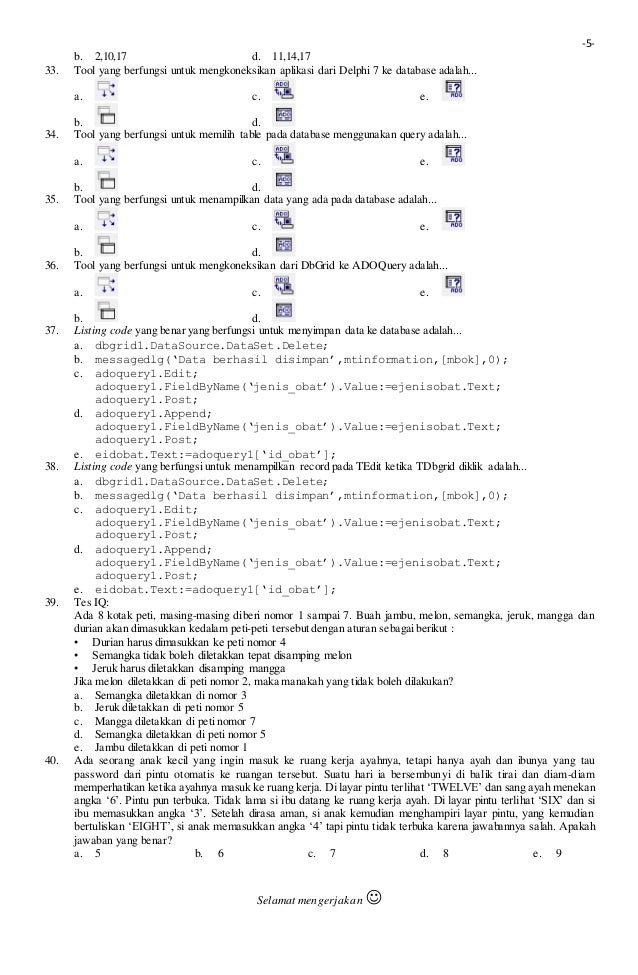 Soal essay pemrograman dasar kelas x semester 2