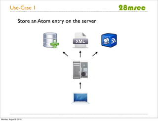 Use-Case 1

                 Store an Atom entry on the server




Monday, August 9, 2010
 
