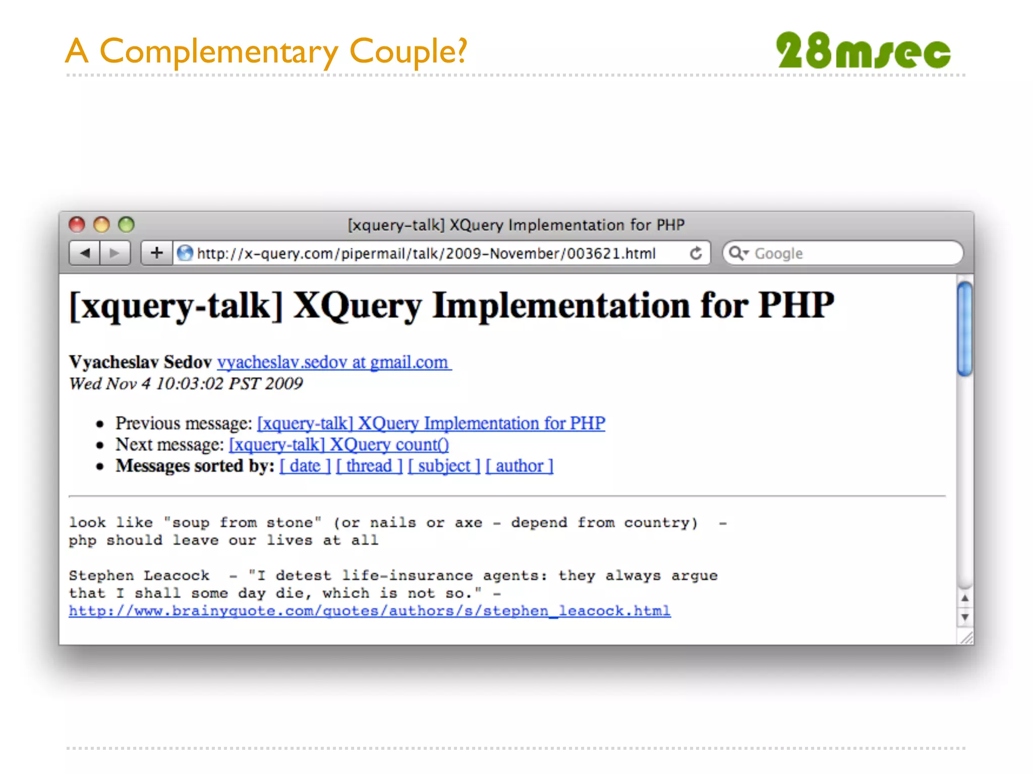 A Complementary Couple?
 