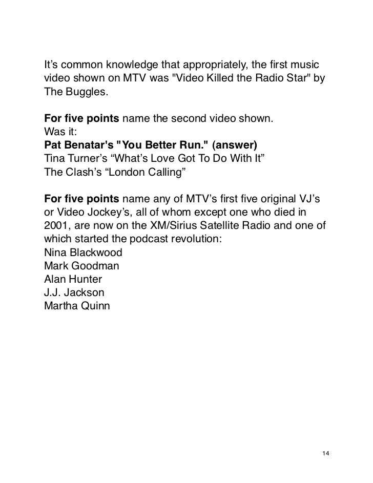 Common Knowledge Game Show Questions And Answers knowledge