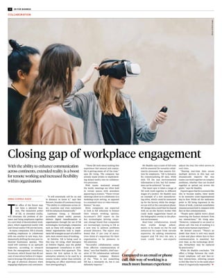 14 RACONTEUR.NET 15XR FOR BUSINESS
OPINION COLUMN
Michael O’Hara
Chief marketing officer
GSMA, representing mobile
network operators worldwide
I
n the not-to-distant future, it will
be commonplace to see people
wearing augmented reality (AR)
glasses or virtual reality (VR)
headsets, walking the streets, wait-
ing at bus stops or sat in offices.
They might be accessing infor-
mation on train times while on
the move, holding conference calls
with colleagues or playing com-
puter games with friends in differ-
ent locations around the world, all
in real time.
It’s set to revolutionise the way we
communicate and consume con-
tent. AR enhances a user’s view by
overlaying information on what is
in line of sight, while VR offers a
deeper and more immersive experi-
ence altogether.
Both have numerous applications
across the enterprise and enter-
tainment fields; however, AR/VR
technology will only become truly
mainstream with the broad-scale
adoption of 5G networks and its con-
vergence with the cloud.
Currently, if you wanted to play a
game using a VR headset, you would
typically need a device such as a PC
or a gaming console that has a large
amount of storage, power consump-
tion and processing power for it to
work effectively. This means you are
confined to a particular location,
while the headsets remain expen-
sive and niche.
Arrival of 5G will mean we can
push these capabilities away
from the PC and into something
called the edge cloud, so we only
require the headset. This is cloud
AR/VR technology.
Critical to this is the concept
known as a thin client that, while
not a new technology, is the idea of
a device, which typically includes a
number of features, such as appli-
cations, data or memory. They are
stored in the cloud or datacentre,
but can be easily and readily acces-
sible to the user.
Cloud VR/AR technology is set to
be a disruptive form of immersive
multimedia in a number of different
ways, from changes to the delivery
of new content, to the application of
different services, to a diverse num-
ber of use-cases.
However, these will require an
incredibly fast low-latency band-
width data connection to deliver
the ultra-high resolution 4K or 8K
viewing experience that it needs,
particularly when providing a conti-
nuity of service.
In contrast with current tech-
nology, which typically requires
content to be downloaded to a
device, there will be an expecta-
tion to use these services on the
move, placing pressure on the net-
work already struggling to deal
with high volumes of streaming
video content.
5G is the technology that can
deliver all these demands via its new
network capabilities, providing a
more reliable experience and ultra-
low latency service through edge
cloud technology.
But none of this will happen
without a common approach and
industry-wide collaboration that
focuses on avoiding market frag-
mentation from the outset. To this
end, we’ve been working to create a
forum with multiple global mobile
operators, vendors and other play-
ers in the ecosystem with the aim
of encouraging all parties to col-
laborate on accelerating the deliv-
ery and deployment of 5G cloud-
based VR/AR services.
5G is an incredible opportunity for
our industry and represents a fun-
damental transformation of the role
that mobile technology will play in
society. It is a catalyst for innova-
tion and an opportunity to create
an agile, purpose-built network tai-
lored to the different needs of citi-
zens and the economy.
From VR headsets to sensor-driven
smart parking, 5G will enable richer,
smarter and more convenient living
and working. It is a giant step for-
ward in the global race to digitise
economies and societies.
‘AR/VR technology
will only become
truly mainstream
with the broad-scale
adoption of
5G networks’
Are you serious
about business
performance?
Then our new exclusive content hub,
Business of Marketing, is for you.
This is not for the many, but for
senior executives and marketers
who are devoted to being in the
top 5 per cent in their field.
solutions.raconteur.net/bom
Closing gap of workplace engagement
T
he office of the future may
not have a physical loca-
tion. The immersive power
of XR, or extended reality,
will eliminate the problem of dis-
tance and bring employees together
in a new kind of decentralised work-
place, where augmented reality (AR)
and virtual reality (VR) are the norm.
In many companies, XR is already
enabling employees to collaborate
with one another in new ways, fun-
damentally shifting the way post-in-
dustrial businesses operate. This
trend will continue in an upwards
trajectory, according to research
from the management consultancy
Accenture, which found that 80 per
cent of executives believe it’s impor-
tant to leverage XR solutions to close
the gap of physical distance when
engaging employees and customers.
Mr Maddix says a suite of XR tools
will be essential for versatile collab-
orative processes that remove fric-
tion for employees. “AR is fantastic
for contextualising 3D data, while
with VR the real environmental
information is lost, but full immer-
sion can be achieved,” he says.
The sweet spot is when a range of
XR tools work together in different
stages of a project. Mr Maddix uses
an example of a new manufactur-
ing robot, which could be measured
up for the factory while the design-
ers are still at the conceptual phase.
3D-design data could then be shared
with an on-site factory worker who
could make suggestions based on
the holographic overlay in the phys-
ical environment.
Real-time collaboration would
then enable design adjust-
ments to be made on the fly and
enhanced by input from outside
expertise. By adding simulation
support and VR into the mix, a
team could have non-experts
adjust the way the robot moves in
real time.
“Sharing real-time data across
multiple devices in this way can
dramatically improve the way
teams can work together on complex
problems, whether they are located
together or spread out across the
globe,” says Mr Maddix.
Experts agree that for a scenario like
this to become reality, there needs
to be extensive cross-organisational
buy-in first. While all the indicators
point to XR being ingrained in the
future of work, cynicism nonetheless
remains around how it compares with
face-to-face communication.
“People quite rightly worry about
removing the human element from
our interactions,” Mr Greig says.
“However, compared to an email or
phone call, this way of working is a
much more human experience.”
Mr Bennet concurs: “There’s no
doubt that there is still very much
a time and place where face-to-face
communication is essential, but
over time, as the technology devel-
ops, formalities may be replaced
by practicality.”
While Mr Maddix concludes: “XR
offers a bridge between the tradi-
tional telephone call and face-to-
face interactions, allowing people
to feel like they’re in the same place
when it’s logistically impossible.”
With the ability to enhance communication
across continents, extended reality is a boost
for remote working and increased flexibility
within organisations
“These XR tools mean making this
experience feel natural and enjoya-
ble is getting easier all of the time,”
says Mr Greig. The company has
already made strides in implement-
ing mixed reality into its collabora-
tive processes.
With teams stationed around
the world, meetings are often held
in virtual spaces with attendees
appearing as avatars. “These virtual
meetings allow us to collaborate in a
workshop-style setting, as opposed
to a standard voice or video telecon-
ference,” he says.
More companies are expected
to look to XR solutions to bolster
their remote working options.
Accenture’s 2017 report on the
key technologies driving corpo-
rate change found that companies
are increasingly turning to XR as
a new way to address problems
around distance. The report also
found that 27 per cent of execu-
tives think it’s important for their
organisation to be pioneers in
XR solutions.
“Successful collaboration comes
from effective communication of
ideas,” says Karl Maddix, chief exec-
utive of VR collaboration software
development company Masters
of Pie. “This is not something
XR has a monopoly on, but it can
definitely improve.”
“It will essentially call for an end
to distance as know it,” says Ben
Bennett,founderofLuminousGroup.
“The ability to collaborate across cit-
ies, countries and even continents
will be enhanced dramatically.”
Luminous Group, a Microsoft-
accredited mixed reality partner,
delivers digital transformation to
organisations through the use of XR
technologies.Increasingly,companies
such as these will emerge as estab-
lished organisations look to imple-
ment XR strategies as part of a shift to
new, more remote ways of working.
At Deloitte, XR is being used in
this way. Ed Greig, chief disruptor
at Deloitte Digital, says the global
management consultancy is shift-
ing to a remote-first approach. This
means the first option is for an
enterprise solution to be used by a
remote worker, rather than initially
designing an office experience and
then downgrading it.
COLLABORATION
ANNA CODREA-RADO
Compared to an email or phone
call, this way of working is a
much more human experience
	MaskotviaGettyImages
 