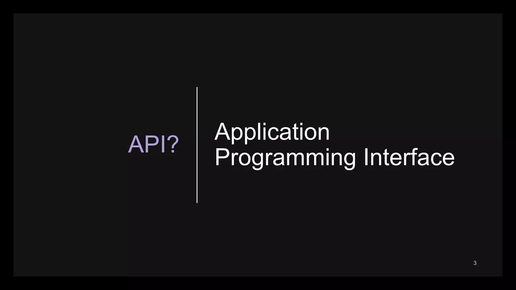 API? Application Programming Interface 