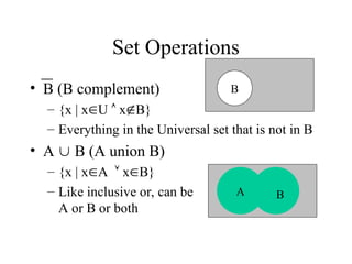 Complement Operational Set Set theory and basic set operations whith them | PPT