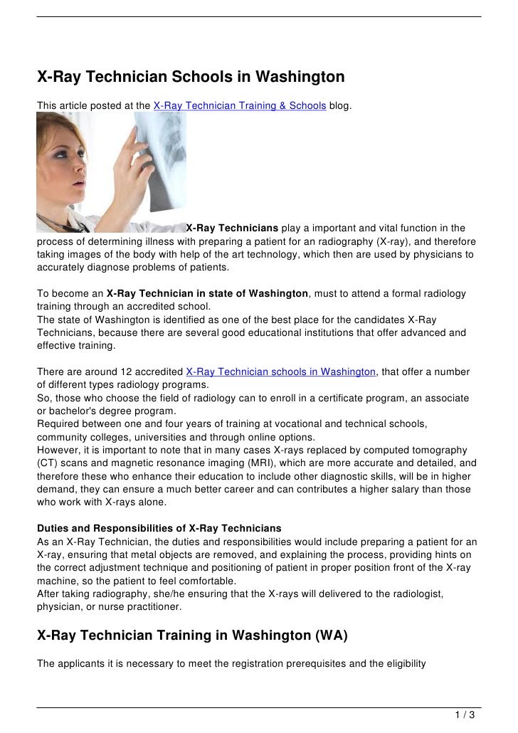 XRay Technician Schools in Washington