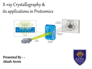 X-ray Crystallography &
its applications in Proteomics
Presented By : -
Akash Arora
 