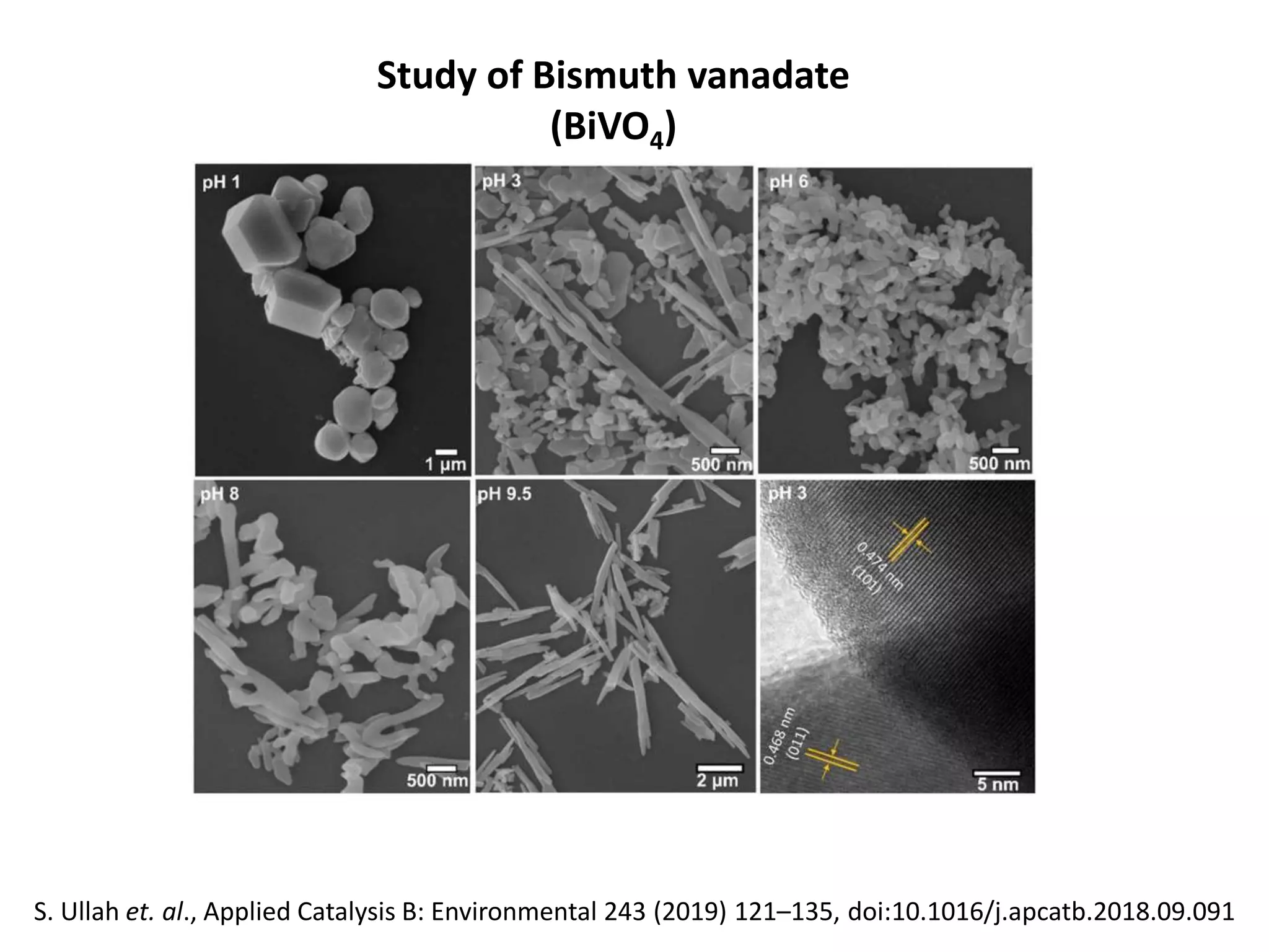 Study of Bismuth vanadate
(BiVO4)
S. Ullah et. al., Applied Catalysis B: Environmental 243 (2019) 121–135, doi:10.1016/j.apcatb.2018.09.091
 