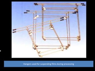 Hangers used for suspending films during processing 
 