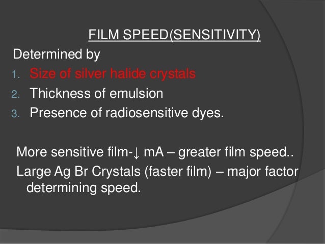 X Ray Film Speed Chart