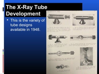 The X-Ray Tube
Development
 This is the variety of
tube designs
available in 1948.
 