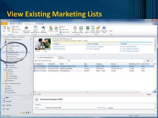 View Existing Marketing Lists
 