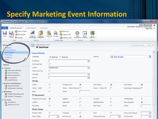 Specify Marketing Event Information
 