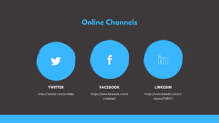 Online Channels
TWITTER
https://twitter.com/xrmlabs
LINKEDIN
https://www.linkedin.com/co
mpany/928513
FACEBOOK
https://www.facebook.com/x
rmlabspl/
 
