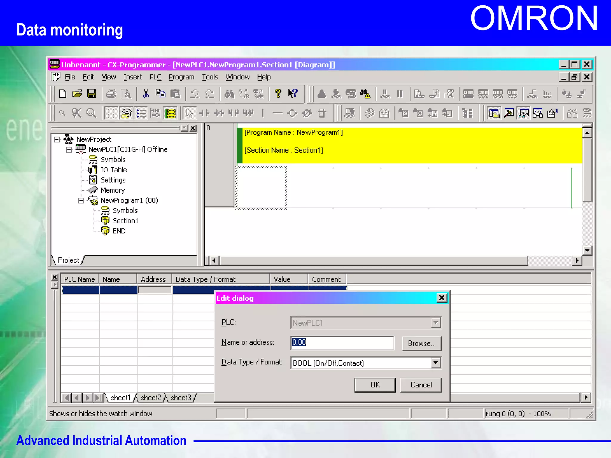 OMRON Data monitoring 
Advanced Industrial Automation 
 