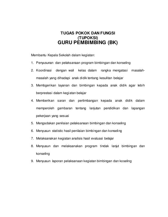 Tugas Guru Bk Adalah Guru Paud