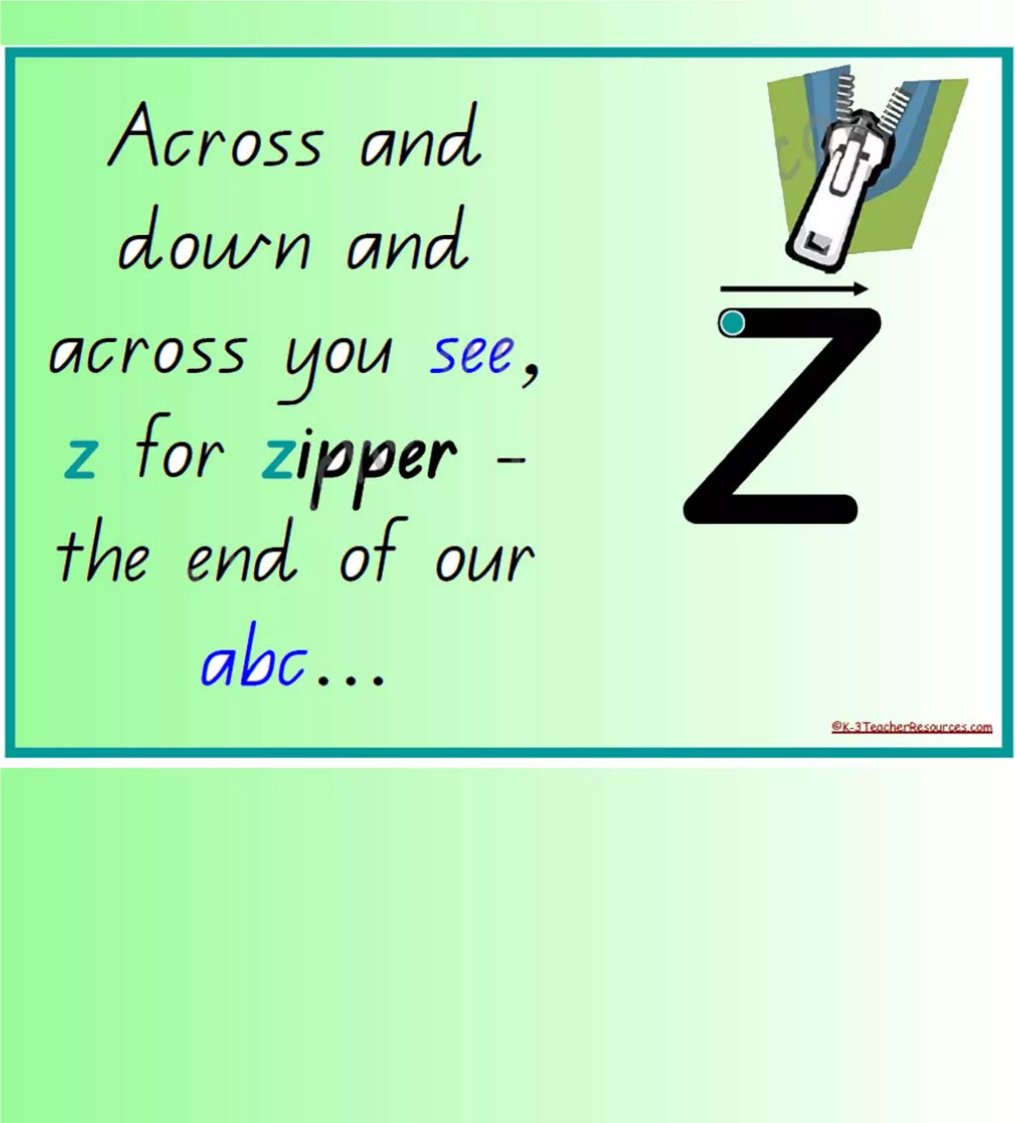Flashcards and posters Z z