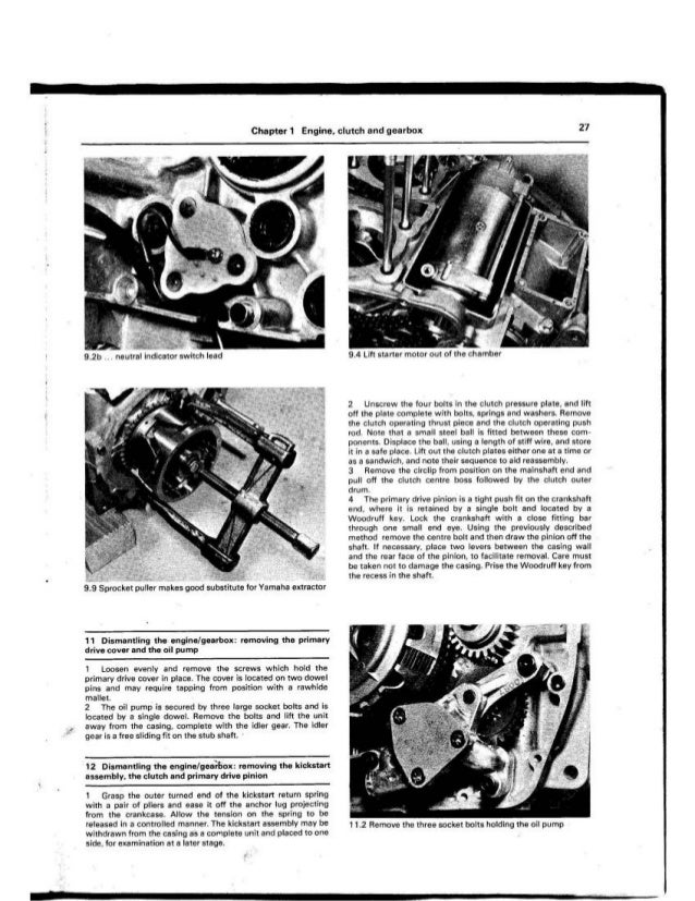 Yamaha Xs 400 1977 1982 Manual Part1 Engine Clutch Gearbox Capitul
