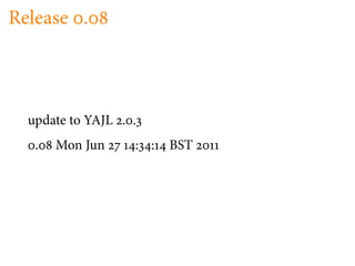 Release .



  update to YAJL . .
   .   Mon Jun     : :   BST
 