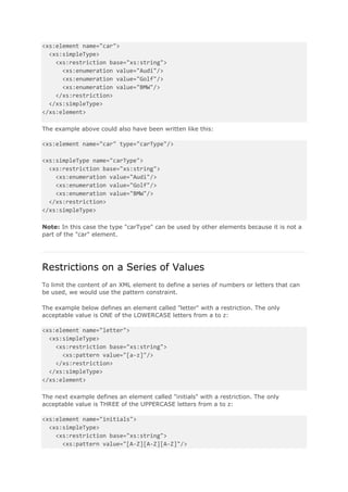 61.<xs:element ref="faultTransformer"/> 
62.<xs:element ref="indAlert"/> 
63.<xs:element ref="indAlertOverwriteDestionation"/> 
64.<xs:element ref="alertDestination"/> 
65.<xs:element ref="indLogging"/> 
66.<xs:element ref="indReporting"/> 
67.</xs:sequence> 
68.</xs:complexType> 
69.</xs:element> 
70.<xs:element name="code"> 
71.<xs:simpleType> 
72.<xs:restriction base="xs:string"> 
73.<xs:enumeration value="BEA-382505"/> 
74.<xs:enumeration value="DEFAULT"/> 
75.<xs:enumeration value="BEA-380000"/> 
76.</xs:restriction> 
77.</xs:simpleType> 
78.</xs:element> 
79.<xs:element name="indAlertOverwriteDestionation"> 
80.<xs:simpleType> 
81.<xs:restriction base="xs:string"> 
82.<xs:enumeration value="Y"/> 
83.<xs:enumeration value="N"/> 
84.</xs:restriction> 
85.</xs:simpleType> 
86.</xs:element> 
87.<xs:element name="indAlert"> 
88.<xs:simpleType> 
89.<xs:restriction base="xs:string"> 
90.<xs:enumeration value="Y"/> 
91.<xs:enumeration value="N"/> 
92.</xs:restriction> 
93.</xs:simpleType> 
94.</xs:element> 
95.<xs:element name="alertDestination"> 
96.<xs:complexType/> 
97.</xs:element> 
98.</xs:schema> 
MODELING THE ERROR HANDLING PROXY SERVICE 
The error handling proxy service will be the central point of executing location based on the incoming 
occured fault. 
 