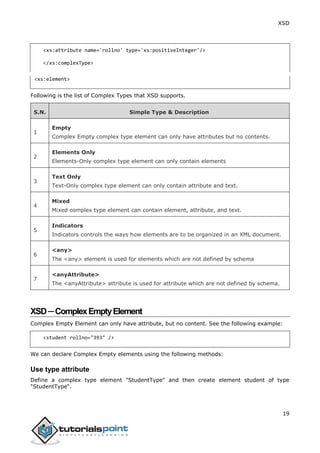 Xsd Syntax Xsd tutorial | PDF