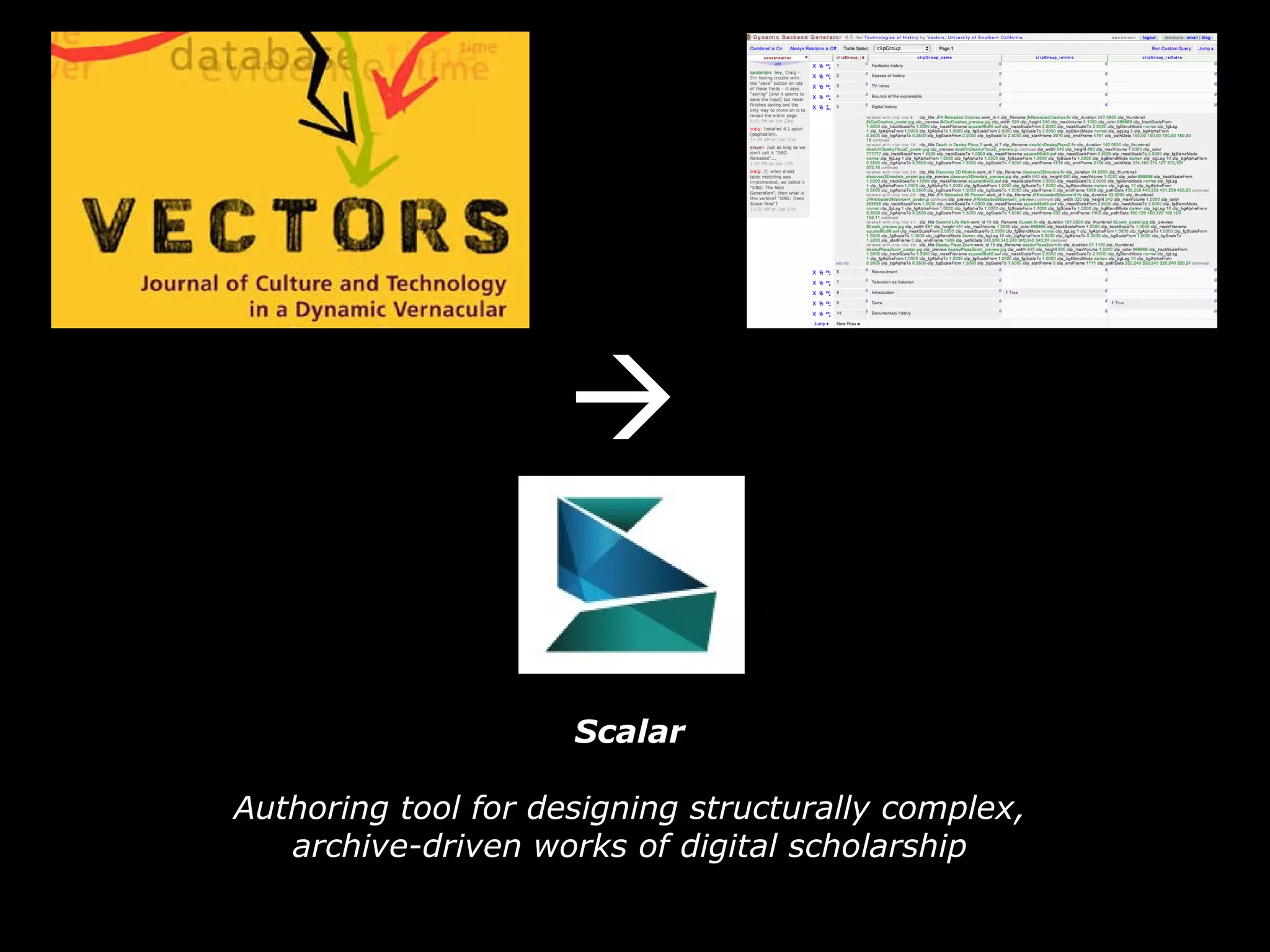  Scalar Authoring tool for designing structurally complex, archive-driven works of digital scholarship 