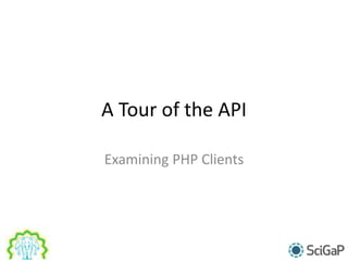 A Tour of the API
Examining PHP Clients
 