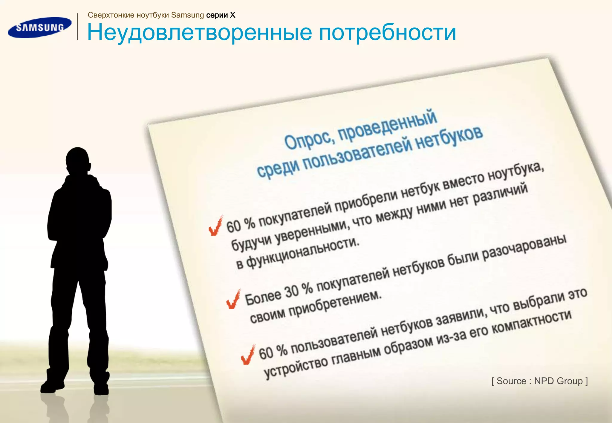 [ Source : NPD Group ]Сверхтонкие ноутбуки Samsung серии XНеудовлетворенные потребности