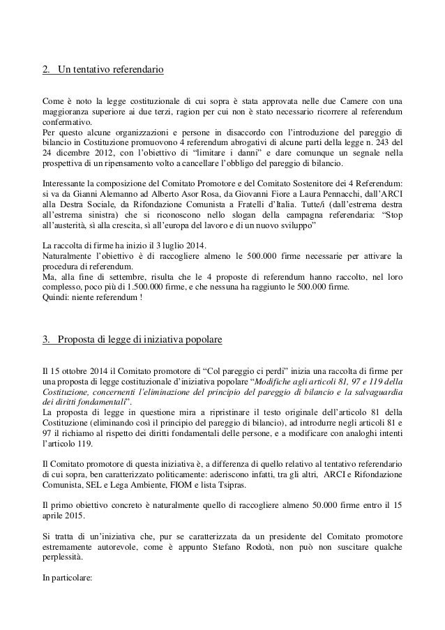 PAREGGIO DI BILANCIO INCARTARSI CON LA CARTA (COSTITUZIONALE)