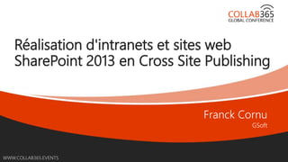 Online Conference
June 17th and 18th 2015
WWW.COLLAB365.EVENTS
Réalisation d'intranets et sites web
SharePoint 2013 en Cross Site Publishing
 