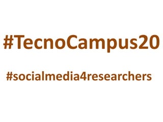 Xarxes socials per al personal investigador. Eines 2.0 per comunicar l'activitat científica.