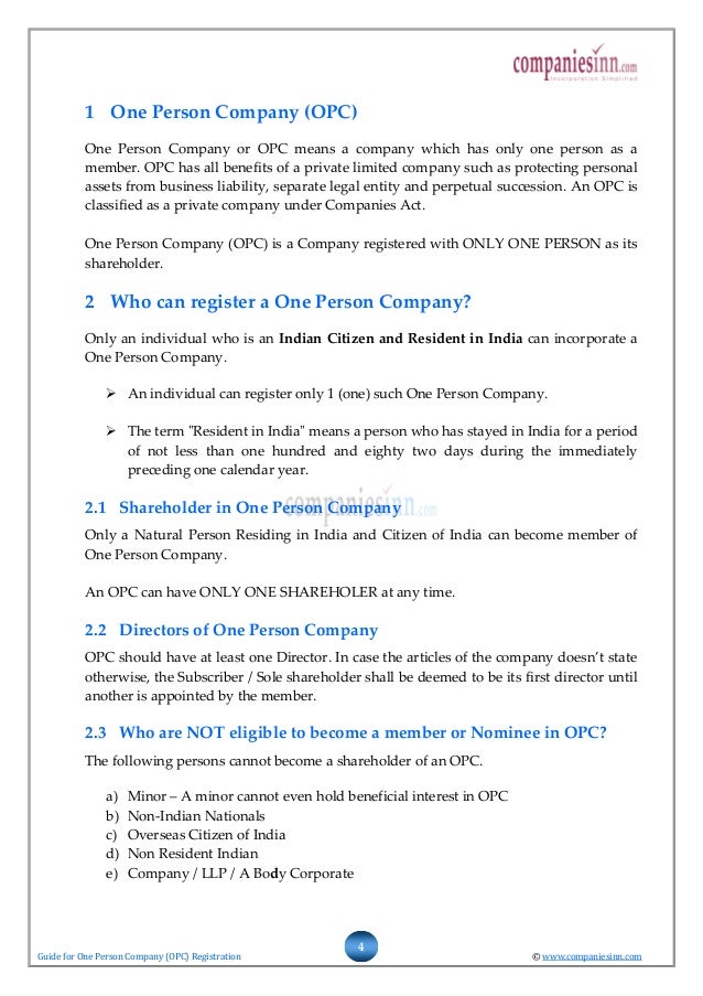 Guide For One Person Company Registration